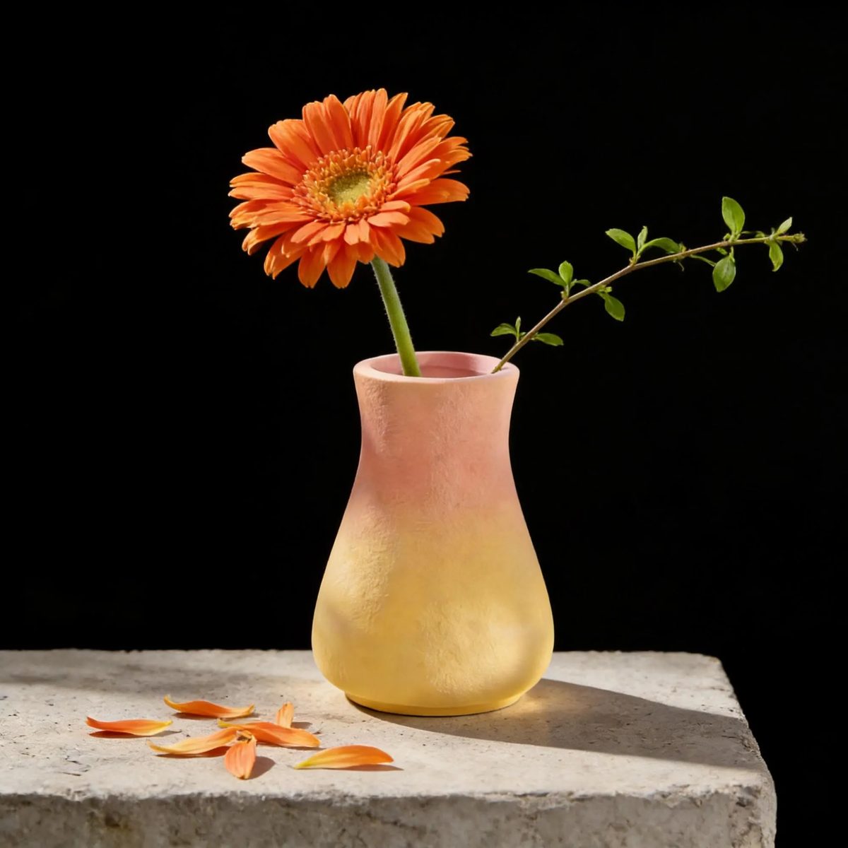 Pink Yellow Gradient Ceramic Vase - Ombre Sunset Vase - Frosted Matte Art Pottery - Small Minimalist Flower Vase - Aesthetic Desk Decor Gift