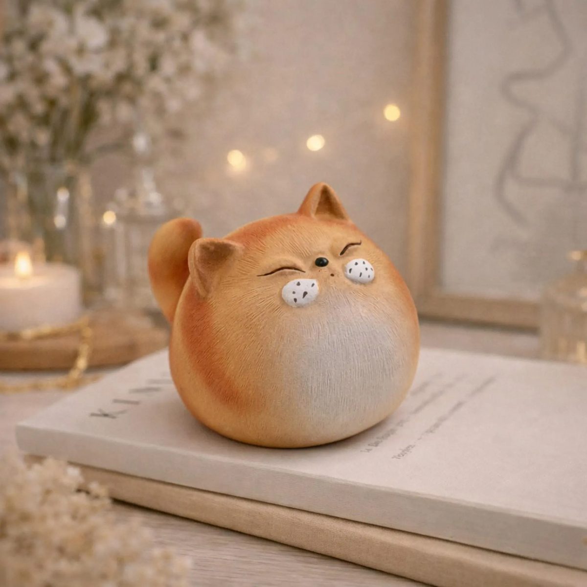 Cute Orange Cat Purple Clay Tea Pet Home Accessory, Decorative Tea Table Ornament, Creative Tea Table, Exquisite Tea Ceremony Peripherals