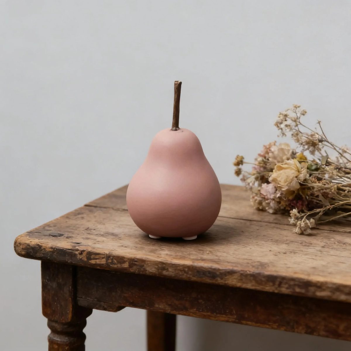 Handmade Matte Ceramic Pear Figurine, Fruit Ornament, Small Pottery Sculpture, Housewarming Gift, Aesthetic Shelf Decor