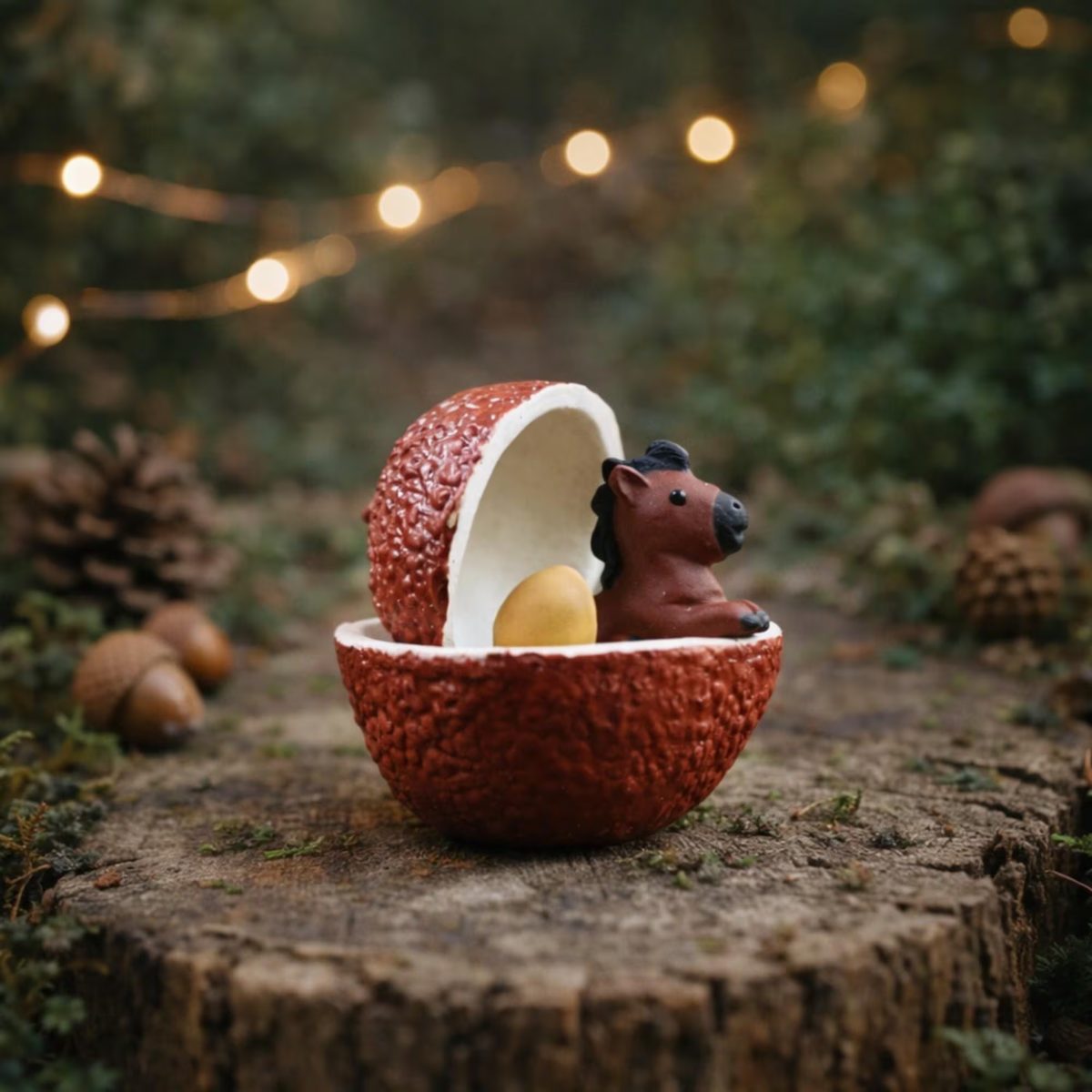 Handmade Zisha Horse in Lychee Shell Figurine - Cute Horse Decor - Good Luck Gift for Success - Miniature Animal Sculpture