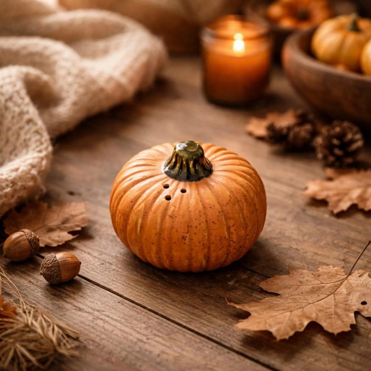 Realistic Ceramic Pumpkin Salt and Pepper Shaker - Autumn Harvest Kitchen Decor - Unique Thanksgiving Table Accessory - Fall Hostess Gift