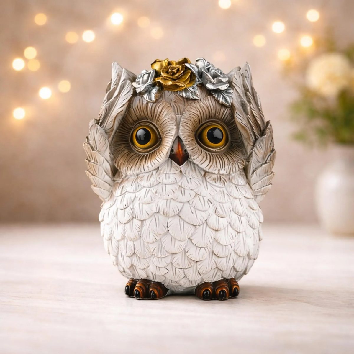 Owl Figurine Resin | Decorative Owl Statue for Bookshelf | Desk or Nightstand | Cozy Home Decor Accent