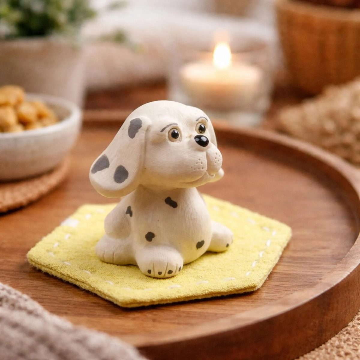 Handmade Zisha Tea Pet, Cute Dalmatian Puppy Figurine, Spotted Dog Clay Sculpture, Birthday Gift for Dog Lovers, Lucky Mascot