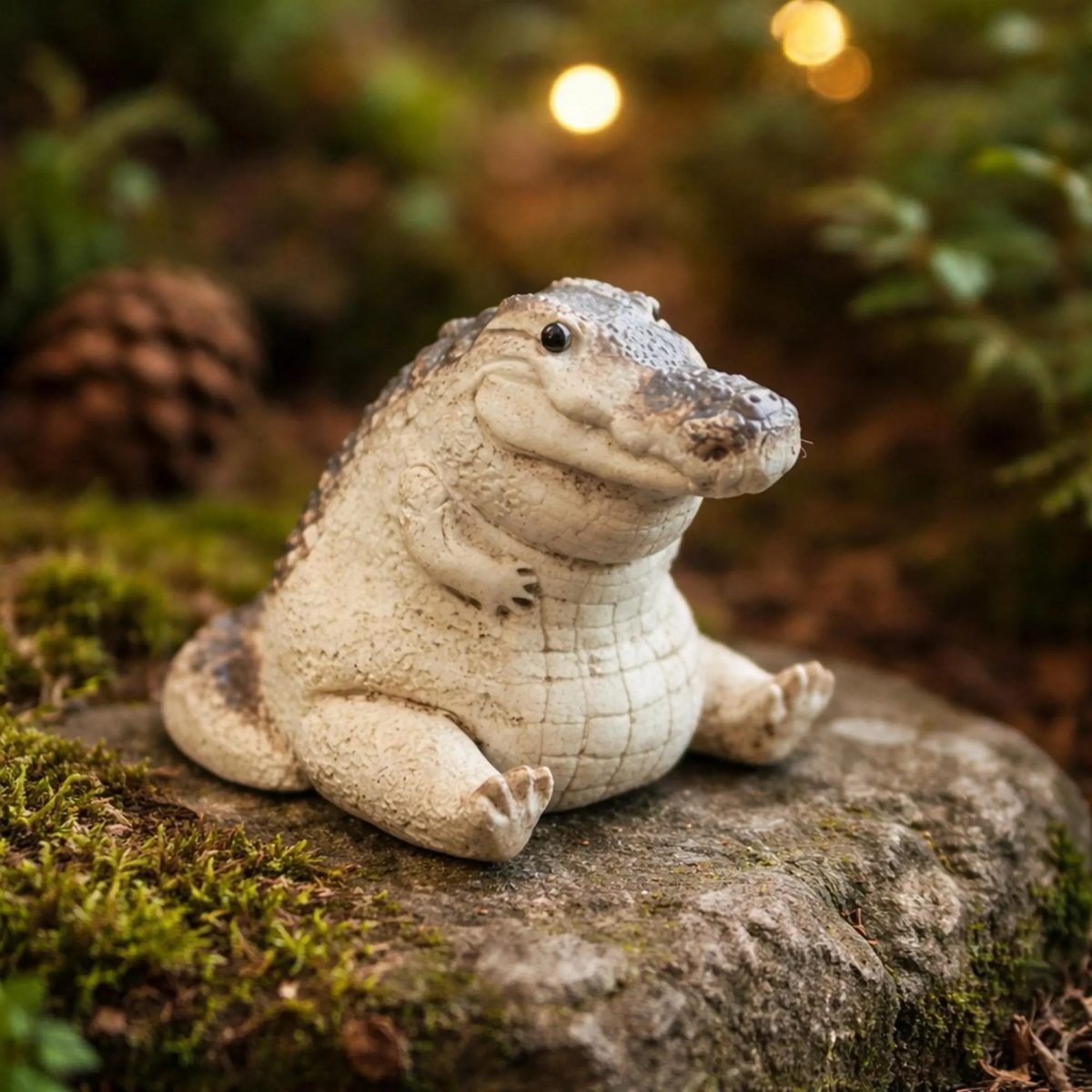 Chubby Crocodile Figurine, Funny Animal Desk Pet, Miniature Reptile Decor, Fairy Garden Accessory, Weird Cute Gift for Him