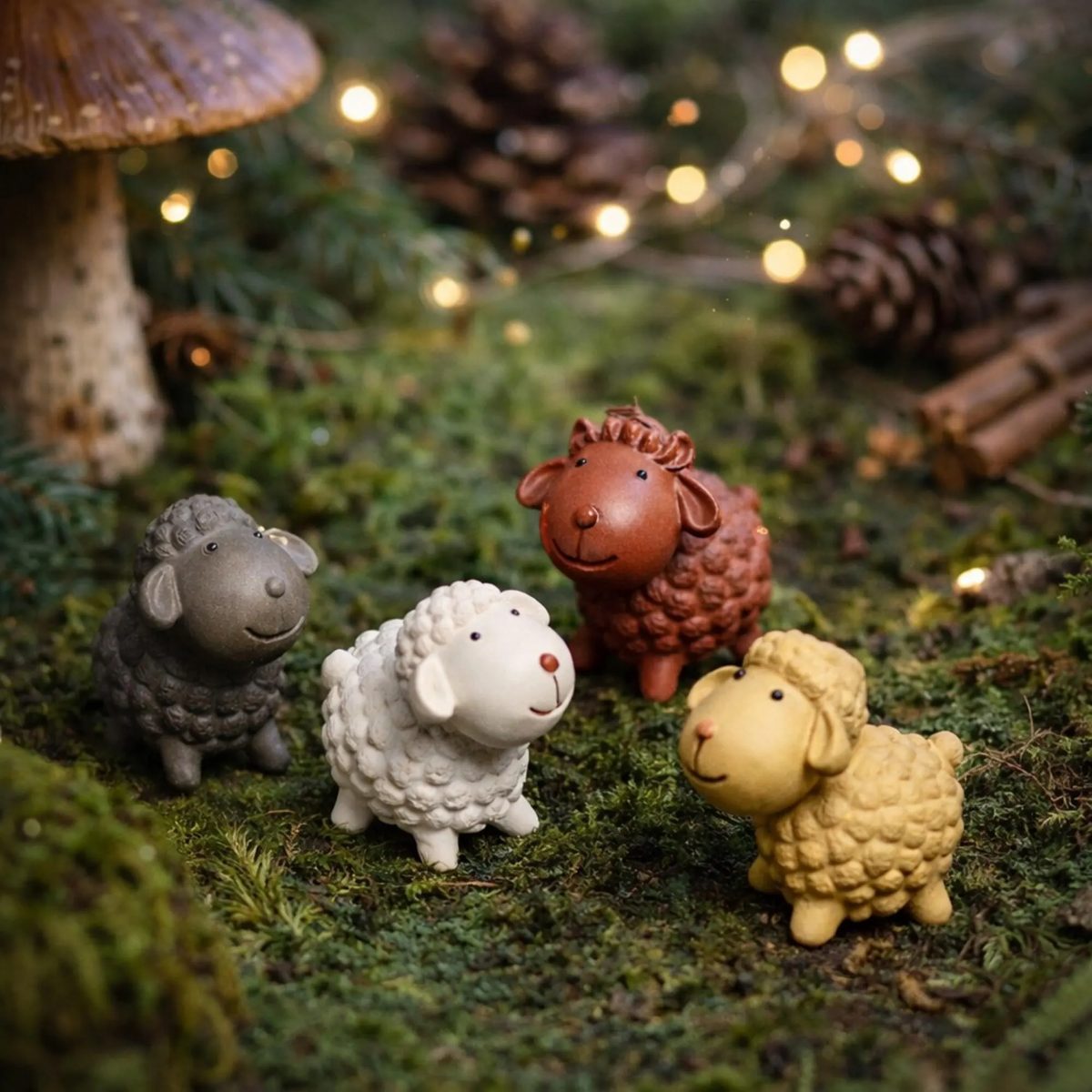 Handmade Zisha Clay Sheep Tea Pet, Cute Lamb Figurine for Tea Tray, Miniature Sheep Decor for Succulent Planter, Unique Tea Lover Gift