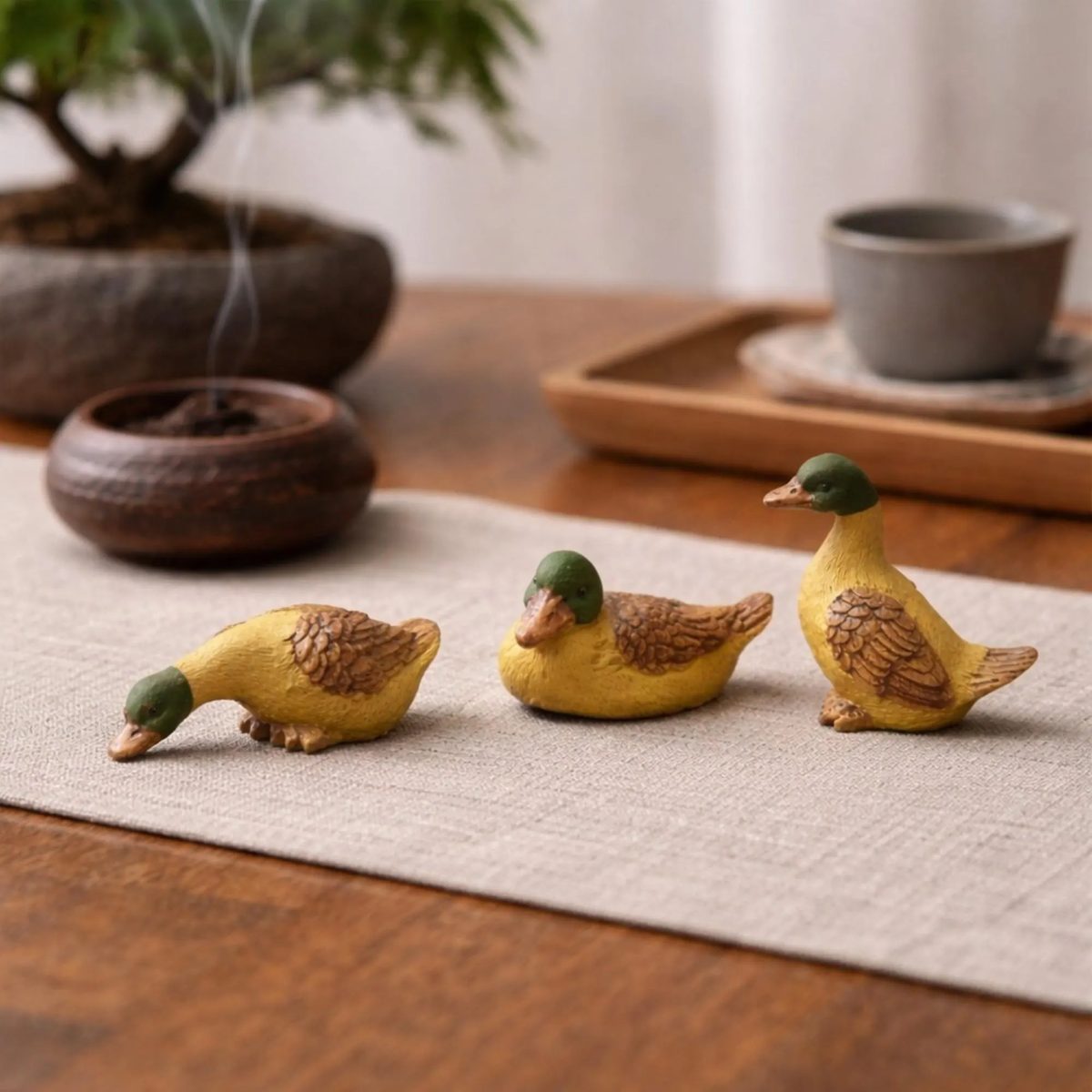 Handmade Purple Clay Mallard Duck Tea Pet, Miniature Duck Figurine for Tea Tray, Cute Tea Lover Gift, Gongfu Tea Accessories